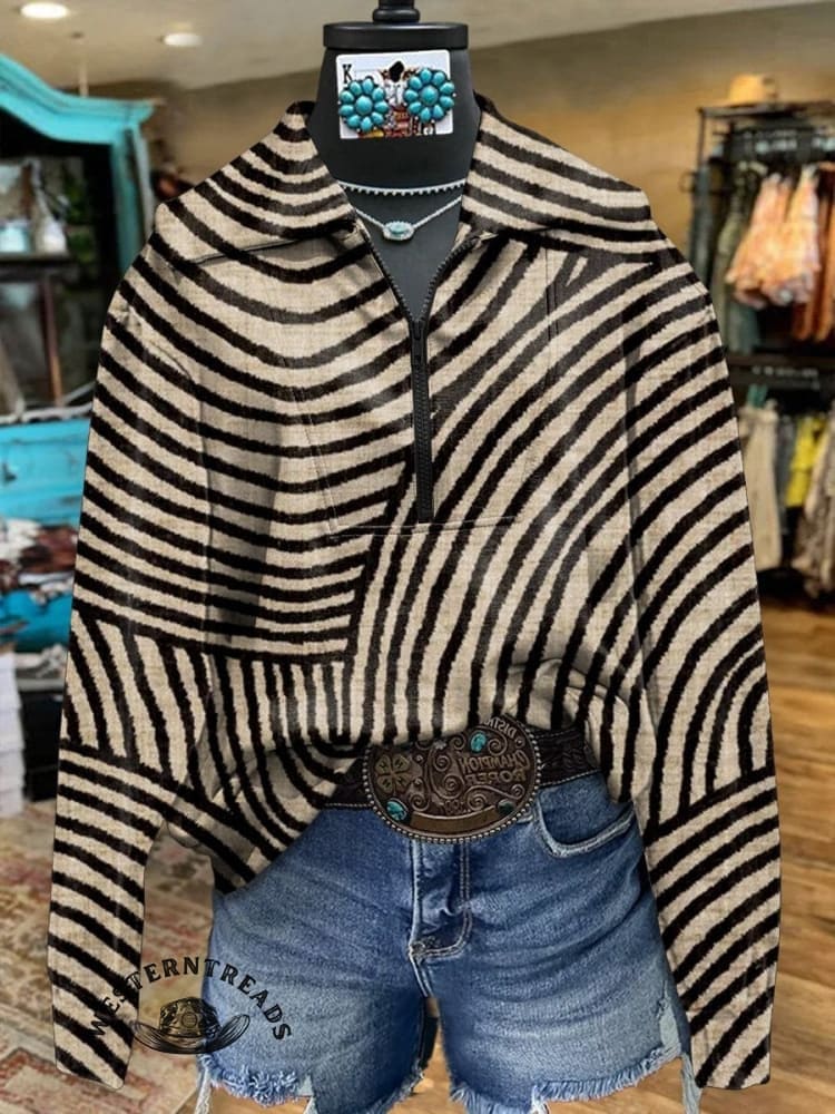 🔥Hot Sale🔥Vintage Hand Drawn Circle Line Print Casual Sweatshirt - Image 4