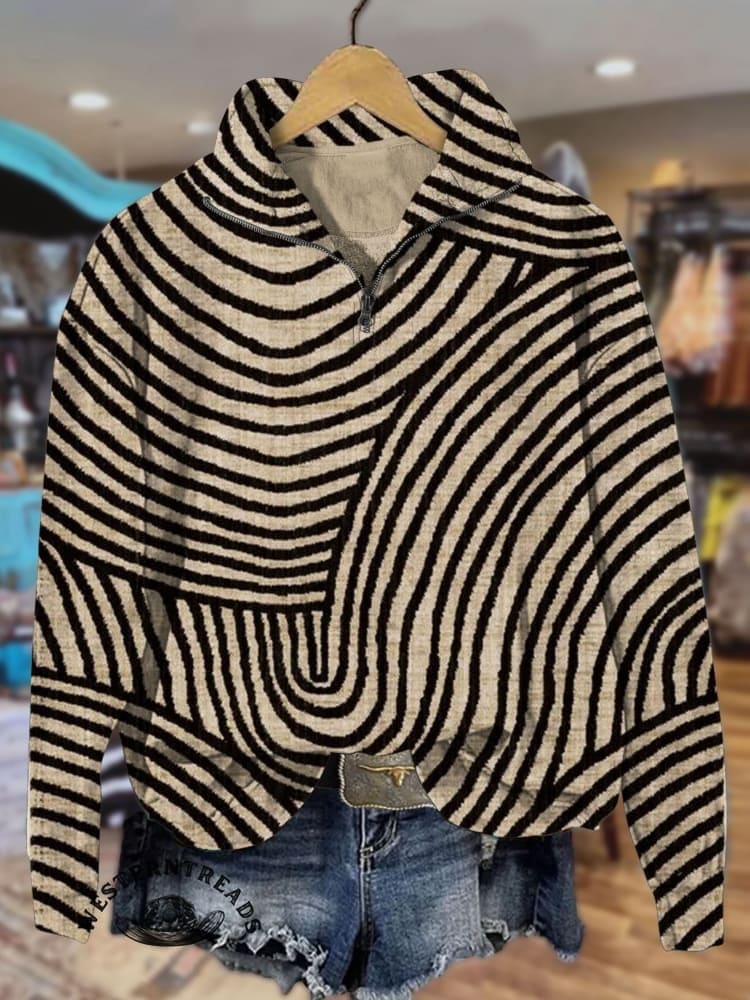 🔥Hot Sale🔥Vintage Hand Drawn Circle Line Print Casual Sweatshirt - Image 5