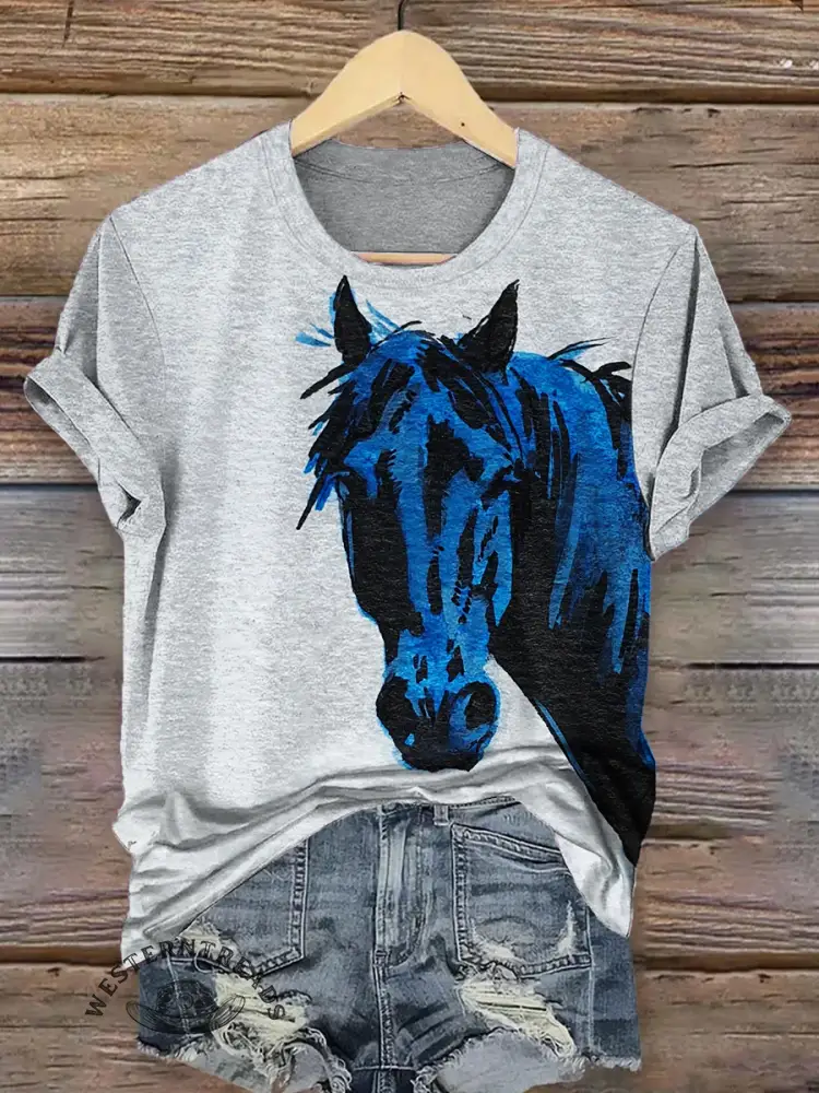 Vintage Horse Art Print Classic Short-sleeved T-shirt