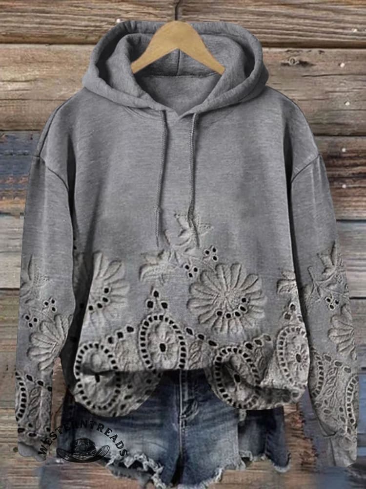š„Limited Time Discountš„Vintage Lace Floral Print Casual Sweatshirt - Image 2