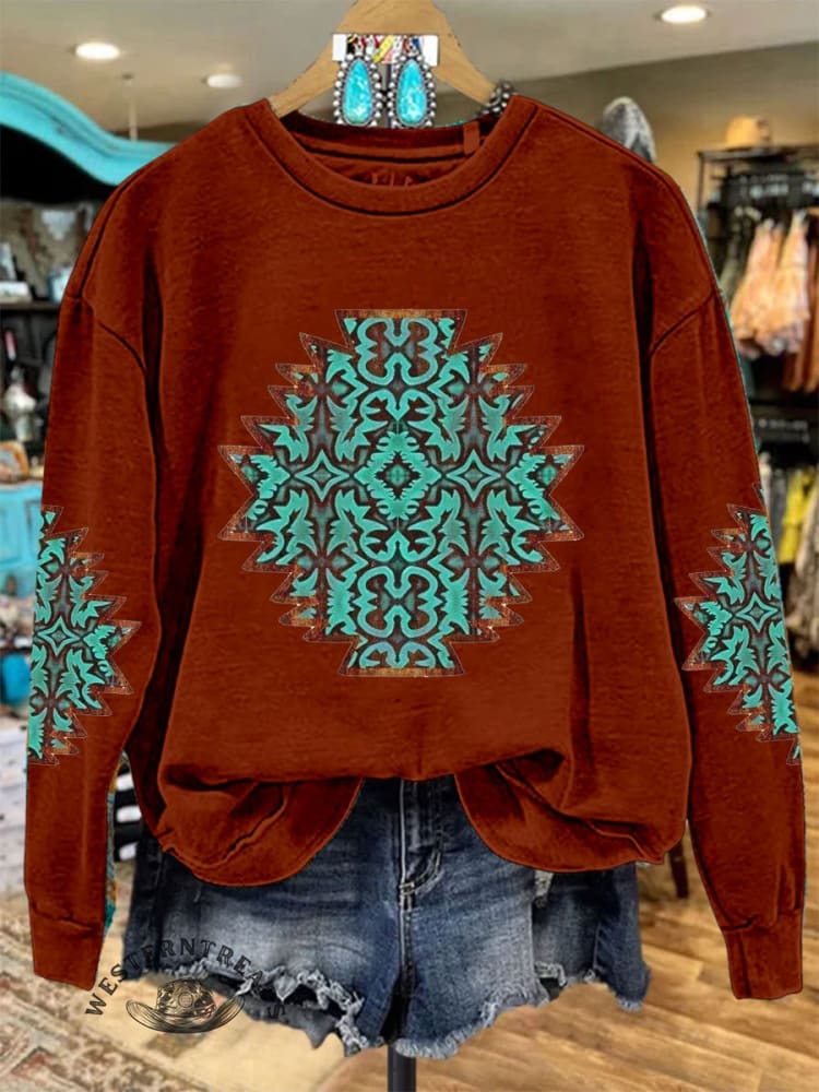 Vintage Print Casual Sweatshirt - Image 3