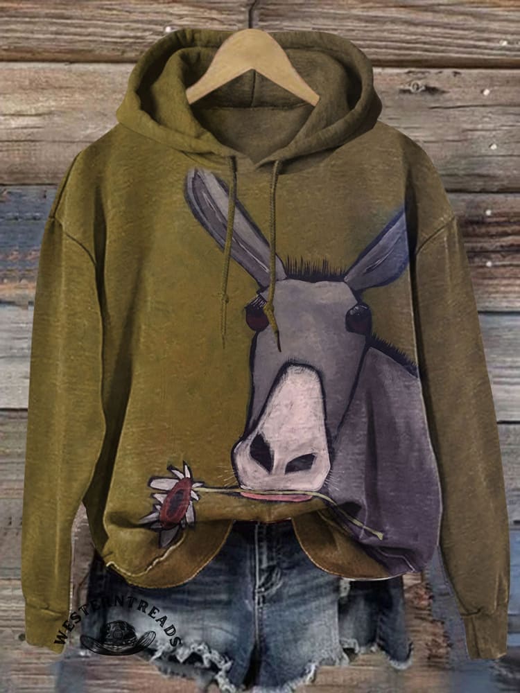 š„Hot Saleš„Vintage Rustic Flower-Munchinā Donkey Graphic Casual T-shirt - Image 4