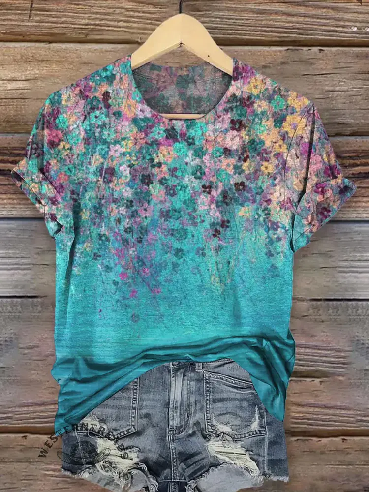 Vintage Retro Flower Pattern T-shirt