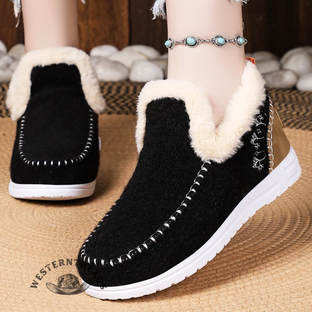 Vintage Velvet Snow Boots Shoes - Image 2