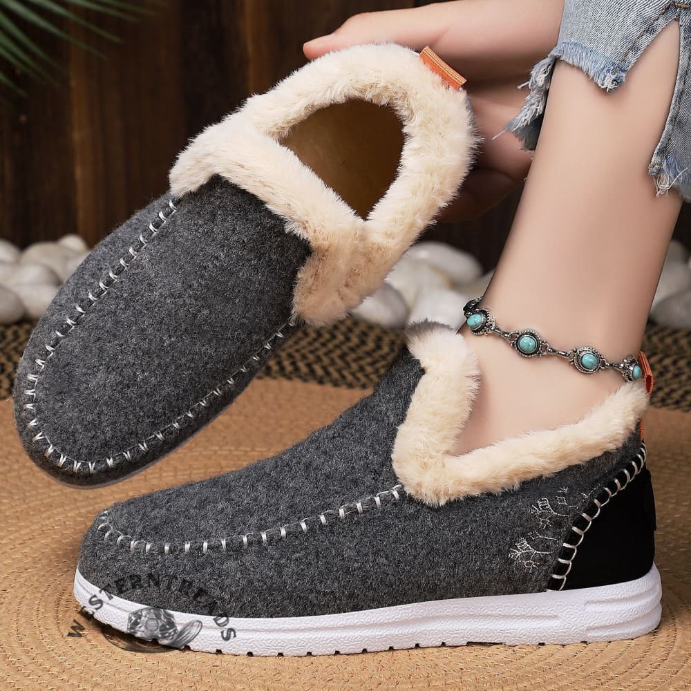 Vintage Velvet Snow Boots Shoes - Image 3
