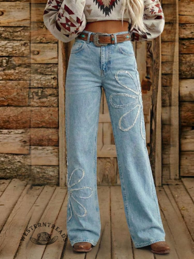 Vintage Western Art Buttons Denim Jeans
