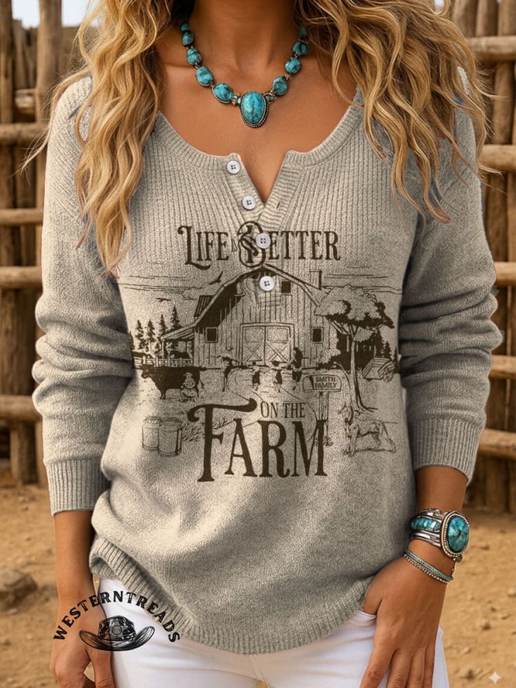 Vintage Western Art Print Casual Cotton Sweatshirt - Image 3