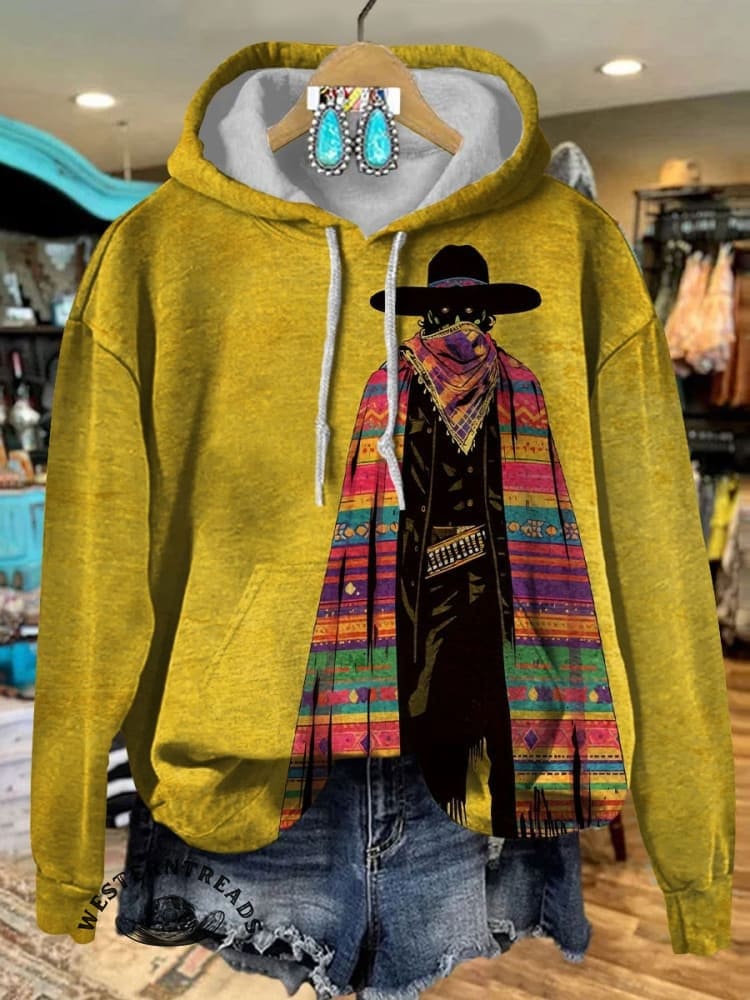 Vintage Yellow Western Cowboy Print Crewneck Sweatshirt - Image 2