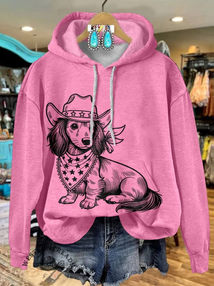 Western Cowboy Dog Cotton Casual Hoodie Sweatshirt - Image 3