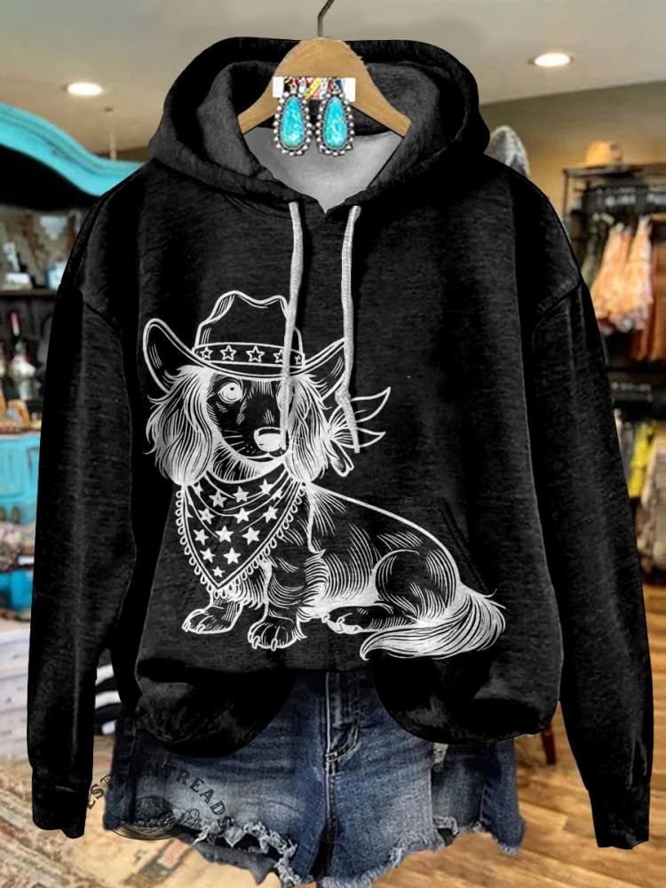 Western Cowboy Dog Cotton Casual Hoodie Sweatshirt - Image 4