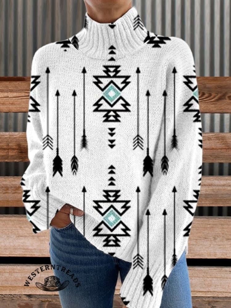 🔥Hot Sale🔥White Vintage Aztec Print Casual Sweatshirt - Image 4