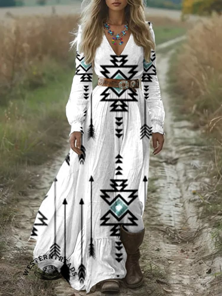 🔥Hot Sale🔥White Vintage Aztec Print Casual Sweatshirt - Image 7