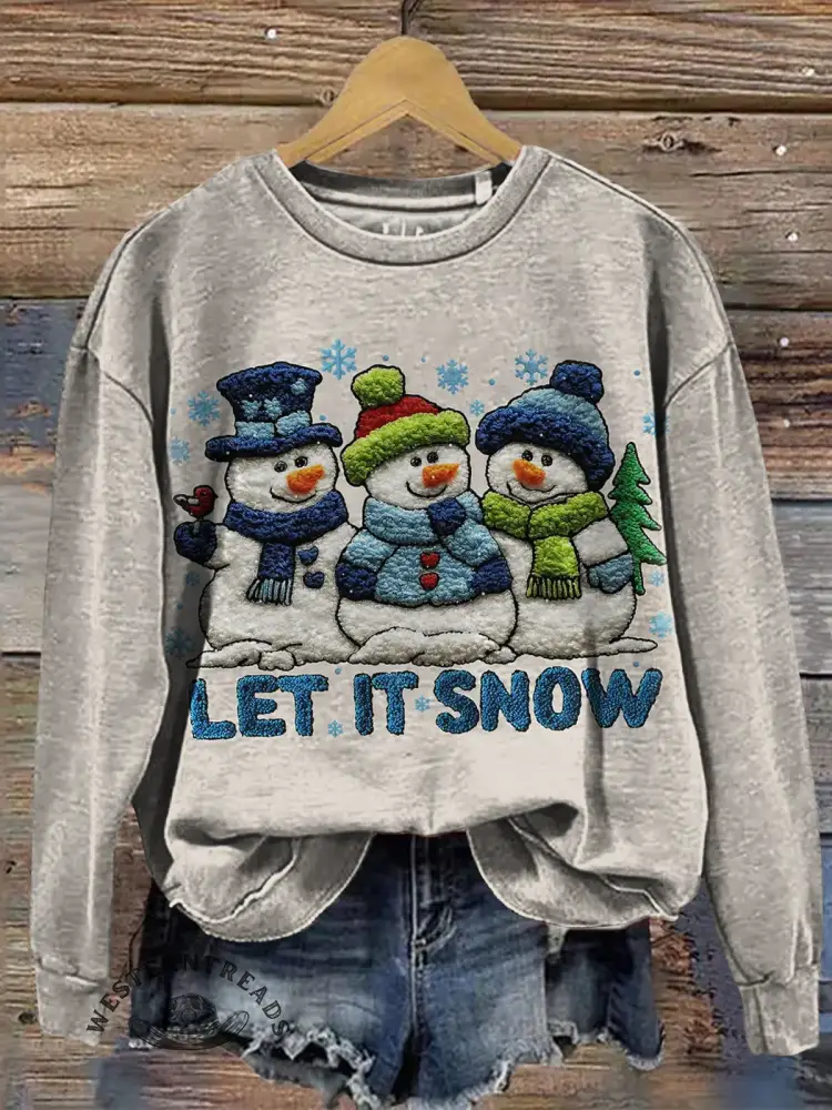 Winter Snowman Art Print Casual Sweatshirt