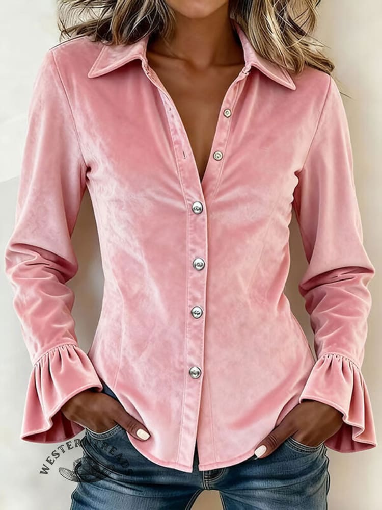 Women's Casual Velvet Shirt