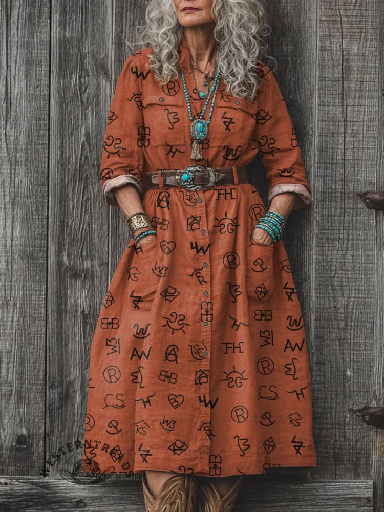 Women's Cattle Brands Print Dress - Image 2
