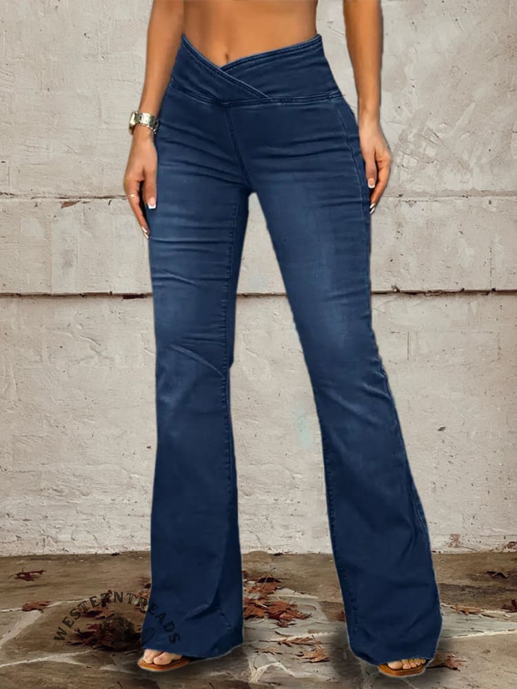 Women's Denim Fabric Print Vintage Soft Comfy Sweatpant Jeans Pants - Image 3
