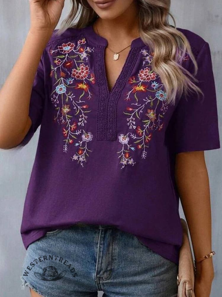 Women's Embroidered Patchwork Lace Top - Image 6