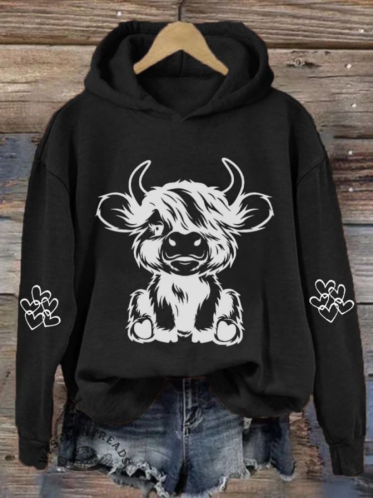 Women's Highland Cow Casual Hoodie Sweatshirt - Image 2