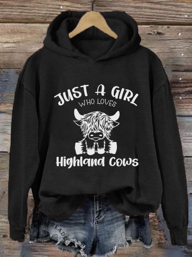 Women's Just A Girl Who Loves Highlands Cows Casual Hoodie - Image 3