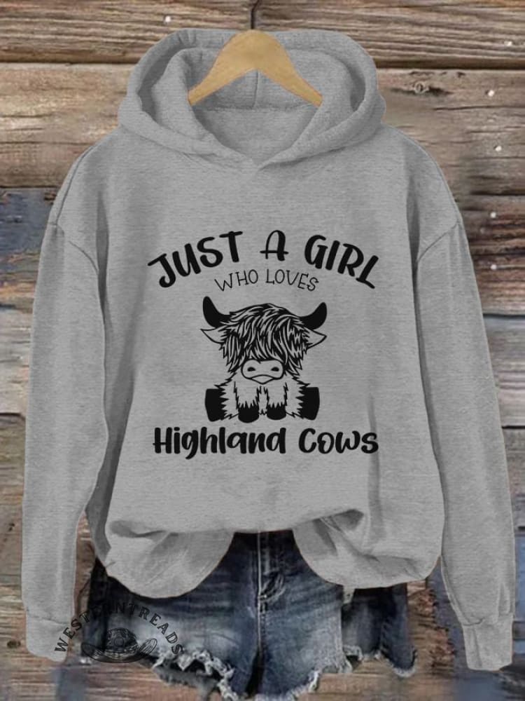 Women's Just A Girl Who Loves Highlands Cows Casual Hoodie - Image 7