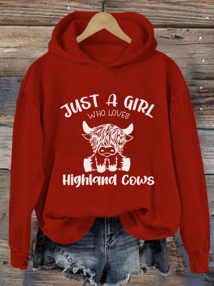 Women's Just A Girl Who Loves Highlands Cows Casual Hoodie - Image 8