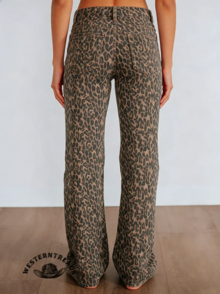 Women's Leopard Print Casual Jeans - Image 2