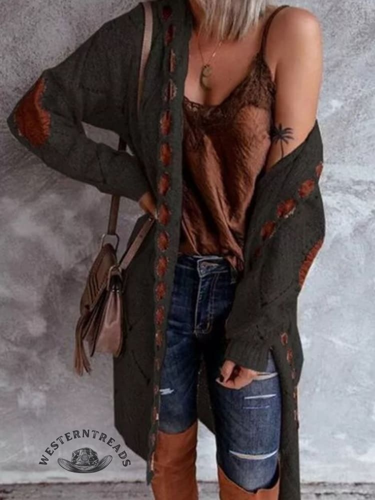 Women's Long Sleeve Midi Knit Cardigan Sweater - Image 4