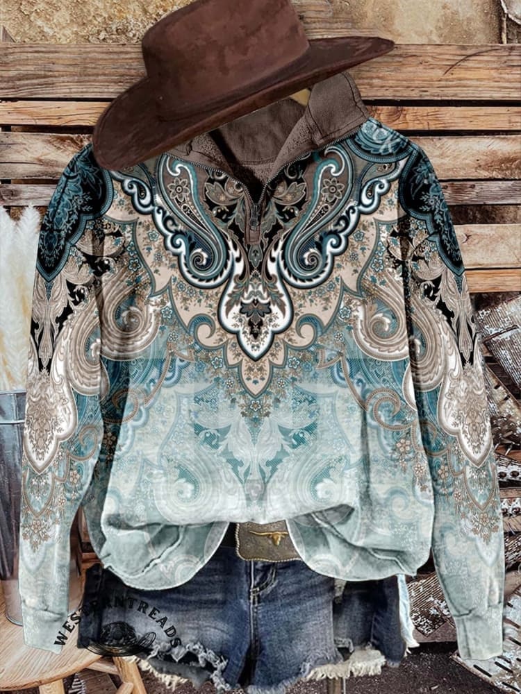 🔥Hot Sale🔥Women's Paisley Print Casual Sweatshirt - Image 3