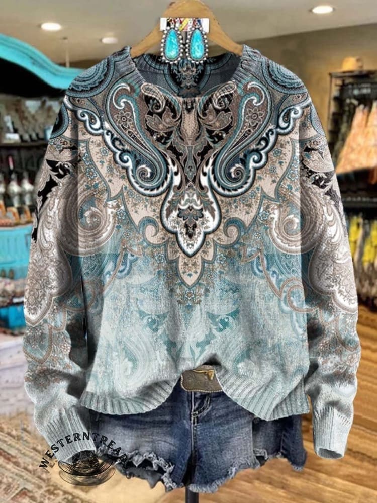 🔥Hot Sale🔥Women's Paisley Print Casual Sweatshirt - Image 6