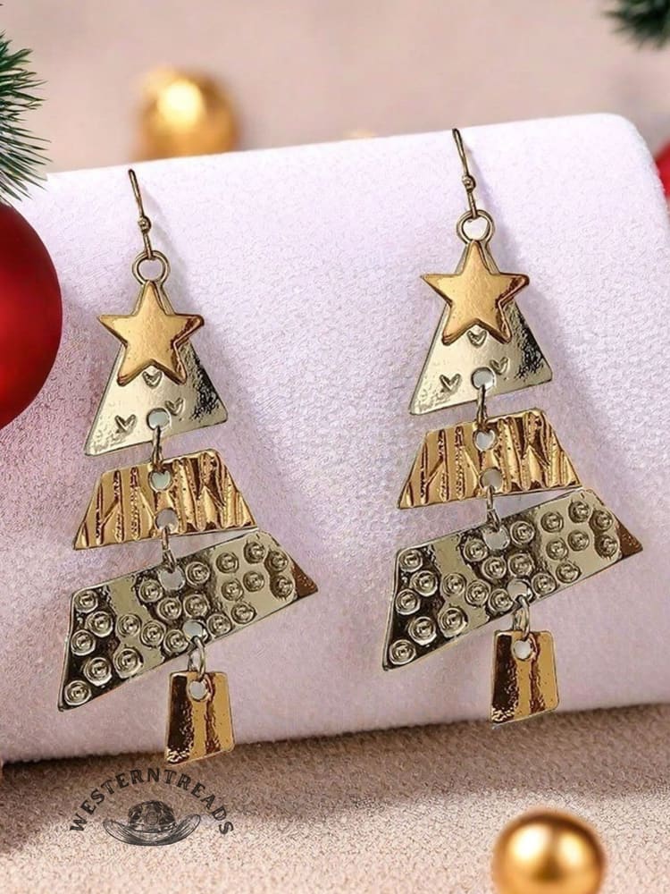 Women's Party Carnival Metal Christmas Tree Long Earrings - Image 2