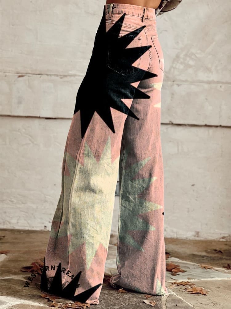 Women's Pink Explosion Casual Wide Leg Pants - Image 2
