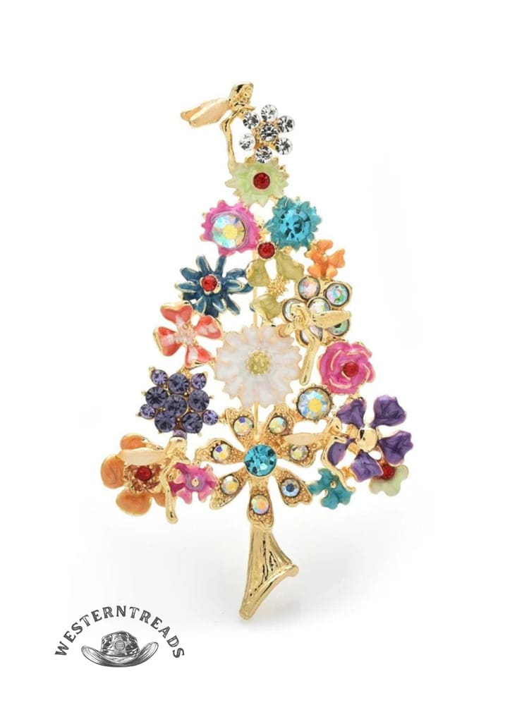 Women's Rhinestone Christmas Tree Brooch - Image 3
