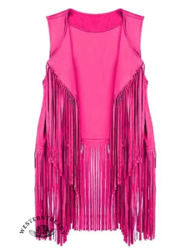 Women's Suede Fringe Vest - Image 3