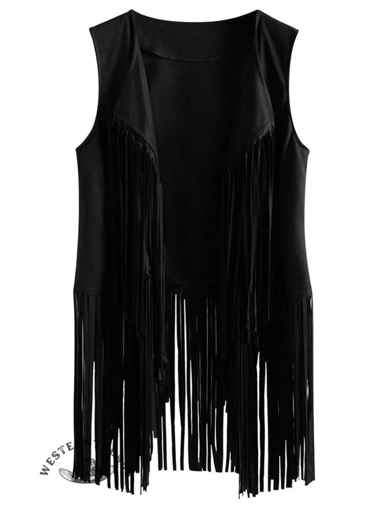 Women's Suede Fringe Vest - Image 4