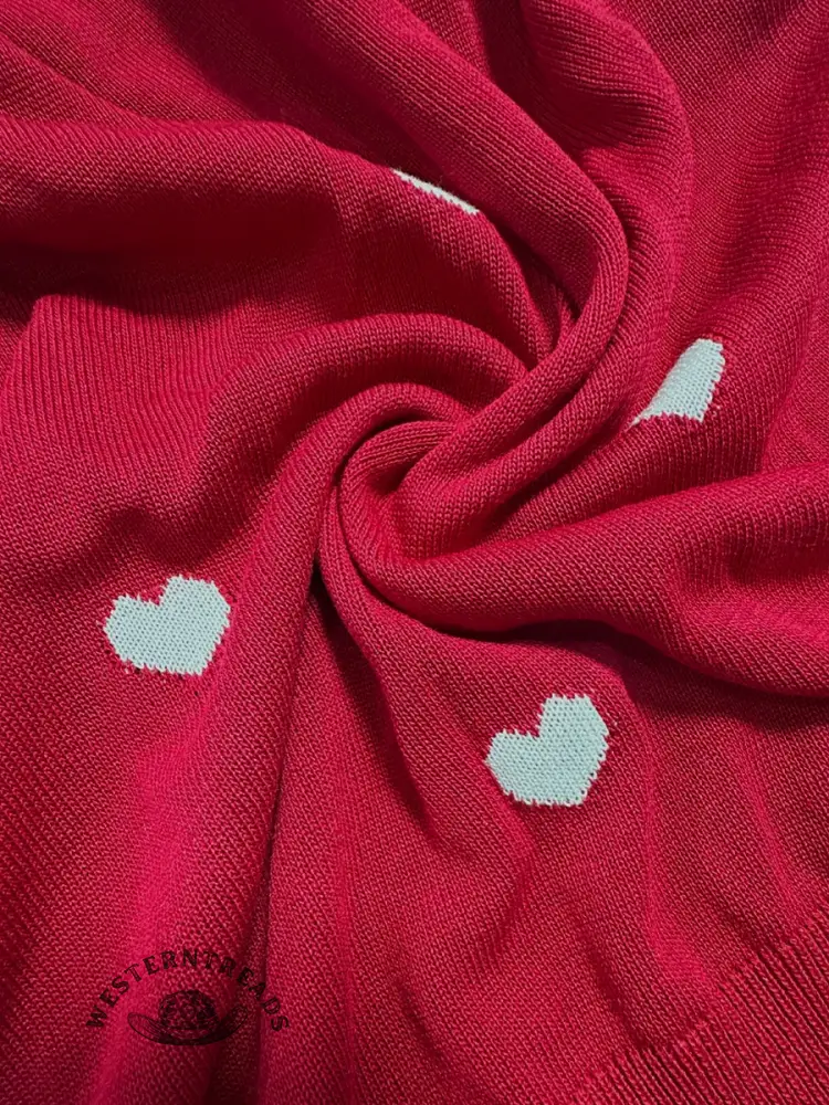 Women's Valentine's Day Heart Jacquard V-neck Long-sleeved Knit Sweater - Image 3
