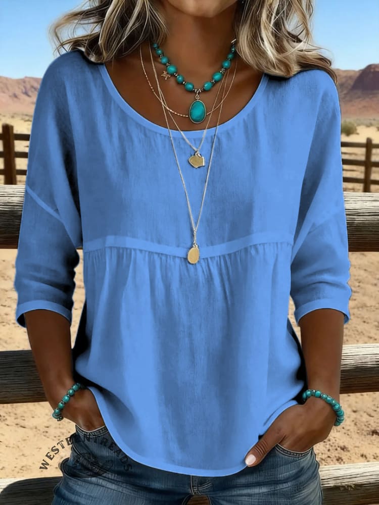 Women's Vintage Floral Print Casual Hollow-Out Shirt - Image 3