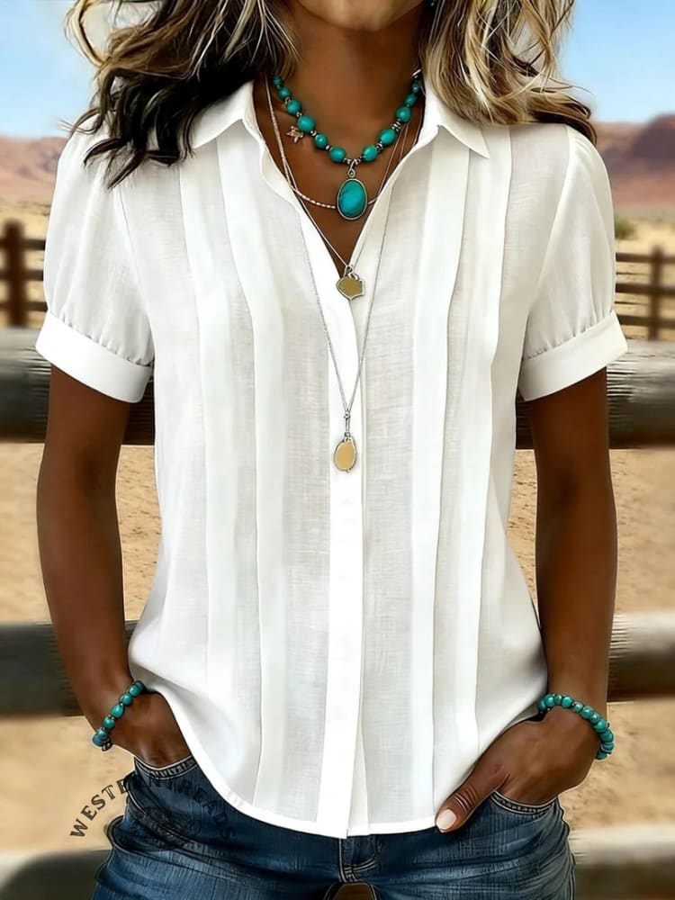 Women's Vintage Floral Print Casual Hollow-Out Shirt