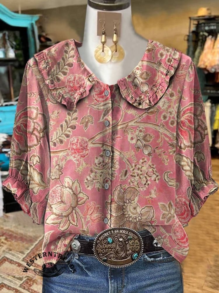 🔥Hot Sale🔥Women's Vintage Floral Print Casual Top - Image 11