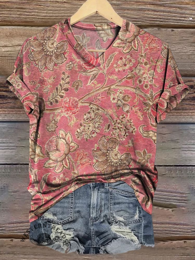 🔥Hot Sale🔥Women's Vintage Floral Print Casual Top - Image 2