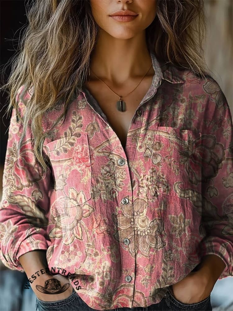 🔥Hot Sale🔥Women's Vintage Floral Print Casual Top - Image 5