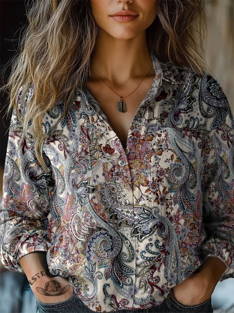 Women's Vintage Print Casual Shirt