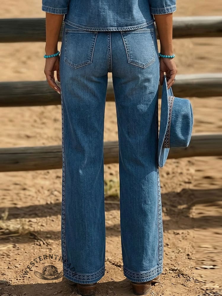 Women's Vintage Western Casual Jeans - Image 2