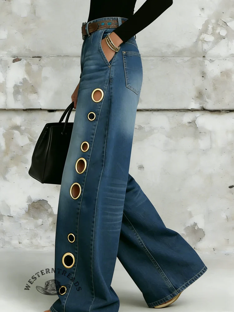 Women's Western Loose Wide Leg Jeans - Image 2