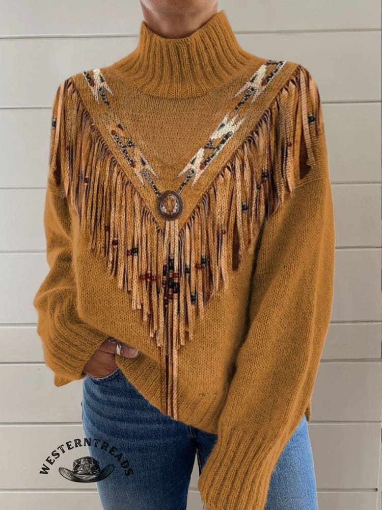 🔥Hot Sale🔥Yellow Ethnic Geometry Art Print Casual Sweatshirt - Image 3